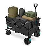 VONROC Bollerwagen XL – Faltbar - 80 kg Tragfähigkeit – 200 l Fassungsvermögen - Extra geräumiges Modell - Massive Anti-Leckrollen - Stabiles Stahlgestell – Polyester 600D - Schwarz