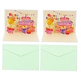 jojofuny 2 Stück Geburtstagskarten Faltkarten für Geburtstagsgeschenke Kreative und Ansprechende Glückwunschkarten mit Dreidimensionalem Kuchen Design Feiern und Besondere Anlässe