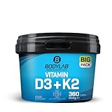 Bodylab24 BIG PACK Vitamin D3 + K2 360 Kapseln, hochdosiert mit 140 mcg Vitamin D3 und 200 mcg Vitamin K2 je Kapsel, ideale Nahrungsergänzung für die Wintermonate, leicht zu schlucken