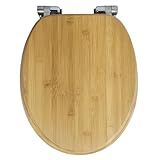 Generisch Ovaler Toilettensitz aus Holz mit Absenkautomatik – länglicher Rattan-Bambus, langsam schließende Funktion, langlebiges und stilvolles Design