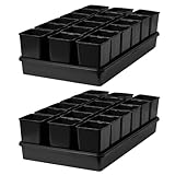 Pullmer 18x Anzuchttöpfe eckig mit Untersetzer, Pflanztöpfe für Stecklinge & Samenanzucht, mit Tablett, Shuttle-Trageschalen (Anzuchttöpfe 9x9x14 + Untersetzer; 2 Pack)