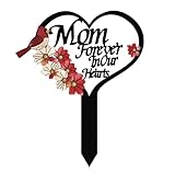 Grabmarkierungen, Kardinäle, Gartenstecker, Gedenkstab, Metall, Grabschmuck, Herz, Gedenkstätte, Friedhofsstecker für den Verlust der Mutter, Vater, im Freien, Hof, Garten, Beileidsdekoration (Mom)