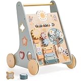 ROBUD Lauflernwagen Holz,Baby Lauflernhilfe mit gummierten Holzrädern,Baby Walker,kognitive Entwicklung,Meeresthema