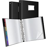 Uquelic Präsentationsbuch, Ringbücher mit 50 klarsichthüllen A4 glasklar (50 Mikron) und 6 bunten PP-Trennblättern, Ordner Organizer für Dokumente, Urkunden, Portfolio, Schwarz, 2 Stück