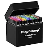 Tongfushop 80 Farben Marker Stifte Set, Meißel & Feine Verdoppelt Spitzt Alkoholmarker, 2 Sekunde Schnell Trocknende Kunst Sketch Permanent Filzstifte für Zeichnung, Design, Rendering, Brief, Manga