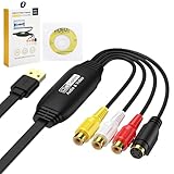 VHS auf USB 2.0 Video Grabber, USB 2.0 Video Capture Card VHS Digitalisieren Gerät Konverter Audio Alte VHS Mini DV Hi8 DVD VCR zu Digital-Konverter für Windows XP/Vista/Win 11/10/7/8/8.1 & Mac etc