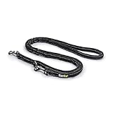 lionto Führleine 3-fach verstellbar für Hunde, reflektierende Hundeleine 200 cm, hochwertige Trainingsleine für sportliche Spaziergänge, strapazierfähiges Nylon & rostfreie Edelstahlkarabiner, schwarz