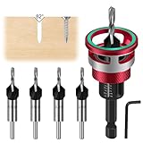 6 tlg Kegelsenker Bohrer Se,Präzise Bohrungen Bohrsenker,mit 1/4' Hex Schaft,Senker Holzbohrer mit Tiefenanschlag,Gleichmäßige Bohrungen Zu Erzielen