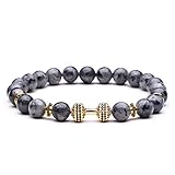 IBOWZ Naturstein Armband Chakra Armband Chakra-Armbänder für Frauen, 7 Chakra-Natursteinperlen, Marmor, elastischer Armreif, goldene Hanteln, Schmuck, Männer, Charme, Diffusor, Power-Armband, Gesc