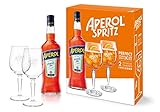 Aperol Aperitivo Geschenkset - 1 x 0,7 l - Aperol im Set mit 2 Gläsern für Aperol Spritz - 11% Vol. Alkohol