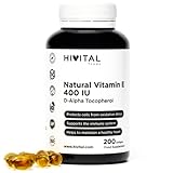 Natürliches Vitamin E 400 IE IU | 200 Softgel-Kapseln (Vorrat für mehr als 6 Monate) | Starker Antioxidant, Antiaging, schützt vor freien Radikalen und gesundheit von Haut und Haaren zu verbessern