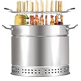 ZOLPINL BBQ Grill Haushalts-Holzkohlegrill für den Außenbereich, rauchfreier Kohlegrill für den Innenbereich, Hängeherd für den Außenbereich, Edelstahl, mehr als 5 Personen,