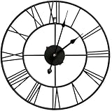 Uzman Lautlose Vintage Wanduhr aus schwarzem Metall – 40 cm groß – Elegantes Industrial Design leise Ticken – Ideal für Wohnzimmer Küche Büro