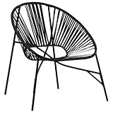 Gecheer Gartensessel Gartenstuhl Stuhl Sessel Stühle Gartenmöbel in Ei-Form Schwarz Poly Rattan