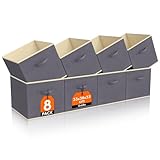 Lifewit 8 Stück Aufbewahrungsbox aus Stoff, Faltbar Aufbewahrungswürfel Aufbewahrung aus Vliesstoff mit Griff für Würfelregal Regal Einsatz, 33 x 38 x 33 cm, Grau