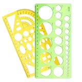 2 Stück Kreisschablone Schablone Kreis Kunststoff Lackierschablone Lochschablone Schablone Vorlage Circle Stencils für Büro und Schule Bau Schalung Zeichnungen Vorlagen