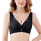 Generisch BH für Damen, Bügel-BH, Spitze, Blumen-BH, ungefüttert, ungefüttert, Übergröße, vollflächiger BH (Black, 38/85D)