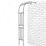 Wandmontiertes halbseitiges Rankgitter für Kletterpflanzen, Rosen und Ranken, stabiles schwarzes Metall, Pergola-Laube, Terrasse, Blumenstütze, 0,5 m breit, 220 cm breit