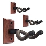 Neboic 3 Stück Gitarren Wandhalterung, Gitarren-Aufhänger, Gitarrenständer mit weich gepolstertem Gitarrenhalter, Hartholzbasis, Gitarrenhaken für alle Gitarren, Akustik-, Klassik-, Elektro-