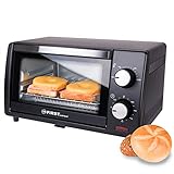 TZS First Austria 10 Liter Minibackofen, 800 Watt, bis 230 Grad, stufenlose Temperaturregelung, 60 Minuten Timer, 2 Einschubhöhen, Doppelglastür, Mini Ofen