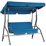 Casaria® Hollywoodschaukel 2 Sitzer wetterfest Atlantik Blau 200kg Belastbarkeit Rückenlehne Dach Verstellbar Anti-Rutsch-Füße Garten Terrasse Gartenschaukel 140x112cm