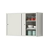 Edelstahl-Garagen-Wandschrank mit Schiebetür, robuster Aufbewahrungsschrank für Bad und Küche, Wandmontage, abnehmbare Regale, Silber (70 x 50 x 25 cm)