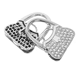 TOGEVAL 2 Stück Faltbarer Handtaschenhalter Schwarz Weiß mit Glänzendem Wasserdiamant Design Sicherer Karabiner taschenhaken für Tisch Tragbar und Stabil für Damen Mädchen und Studenten