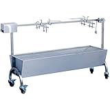 METRO Professional Holzkohle-/Spanferkelgrill, Edelstahl, 160 x 42 x 95 cm, mit elektrischem Drehspieß, inkl. Grillabdeckung, Gastrosilber