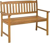 FANTASK Gartenbank Holz, Holzbank wetterfest, 2-Sitzer Sitzbank aus Akazienholz, Balkonbank bis 360 kg belastbar, 110 x 56,5 x 86 cm, Natur