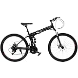 24 26 Zoll Klapp-Mountainbike Für Erwachsene, 21-Gang-Faltrad Für Herren Und Damen, Faltbares Mountainbike Für Teenager, Mountainbikes Mit Doppelfederung Und 3-Speichen-Rad B,26 inch