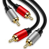 2 RCA auf 2 RCA Kabel 90 cm, Hellbraun QY vergoldet 2 RCA Stecker auf 2 RCA Stecker Stereo Audio Kabel für Heimkino, HDTV, Spielekonsolen, HiFi-Systeme (10 m)