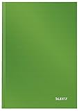Leitz A5 Notizbuch kariert, 160 Seiten, 80 Blatt FSC zertifiziertes 80 g/m² Papier, Stabiler, kratzfester Hardcover-Einband, Für Büro, Schule oder als Tagebuch, Solid Serie, Hellgrün, 46660050