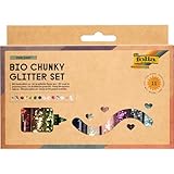 folia 5891 - Bio Chunky Glitter Set STARLIGHT, 10 Dosen inkl. 90 g Deko-Kleber, organischer Chunky Glitzer in 10 verschiedenen Farben, zum Verzieren und Dekorieren