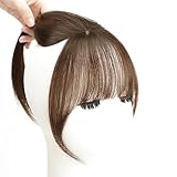 RTRTGS 1 Stück Clip in Bangs, Clip in Fransen Echthaarverlängerungen für Frauen (Hellbraun)
