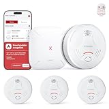 X-Sense Smart-Rauchmelder WLAN mit Magnethalterung, Zertifiziert nach EN 14604, Rauchmelder vernetzt, App-Steuerung, mit Basisstation SBS50, funkvernetzter Feuermelder, SD11-MR31, 3 Stück