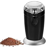 Clatronic elektrische Kaffeemühle | Edelstahlschlagmesser | Fassungsvermögen 40 Gramm | 120 Watt Motor | Edelstahl-Bohnenbehälter | KSW 3306 schwarz hochlganz