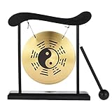 Qikam Desktop Gong - Japanische Gong Percussion Instrumente - Feng Shui Meditation Schreibtischglocke - Yin-Yang für Zuhause, Bürodekoration