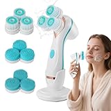 Gesichtsreinigungsbürste, IPX7 Wasserdichte Gesichtsbürste Elektrisch mit 3 Bürstenköpfen und 2-stufige Rotation, Reinigungsbürste Gesicht für Gesichtsreinigung Exfoliation (Grün)