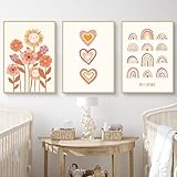 Herfair 3er Set Poster für Kinderzimmer Boho Deko Bilder Babyzimmer - Wandbilder Schlafzimmer Sonne Regenbogen Babyzimmer Wanddeko Mädchen Junge ohne Rahmen (A,30x40cm)
