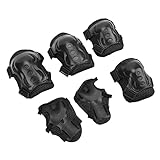 AKLOSIPY 6 PCs Roller Skating Protective Gear Set für Im Alter von 6 Bis 18 Jahren-Knie, Ellbogen und Palmwächter in Blau (BLACK)