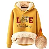 Einfarbige Hoodies für Teenager, Damen, Pullover, flauschiges Fleece, Sweatshirt, übergroßer Kordelzug, gemütlich, warm, gelb, 3XL