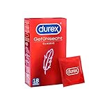 Durex Gefühlsecht Classic Kondome – Dünne Kondome mit anatomischer Easy-On-Form & mit Silikongleitgel befeuchtet –1er Pack (18 Stück)