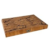 B4K® Hackblock aus Eiche 40x30x4 cm | Lichtenberg-Blitze Design | Premium Hirnholzbrett mit Griffen | Handgefertigtes Schneidebrett | Antibakteriell & Messerschonend