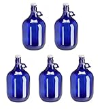 MIKONI 5L BLAU Gärballon Flasche Glasballon Weinballon Bügelflasche Glasflasche Wasserflasche Likörflaschen (5)