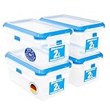 ATHLON TOOLS 4x 2L Frischhaltedosen-Set in Gastro-Qualität - 100% luftdicht und auslaufsicher -40 bis +100 Grad - für alle Lebensmittel - BPA-frei - Vorratsdosen für Kühlschrank [MADE IN EU]