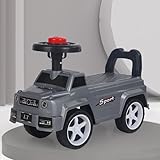 OHMG Rutschauto,Rutscher auf Rollen für Kinder,Kinderfahrzeug,Rutschfahrzeug,Babyrutscher,Spielzeug ab 18 Monaten,mit Sicherheits-Lenkrad und Hupe,Gehhilfe,Laufauto (Grau-48x22x34cm)