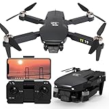 TT19 Mini Drohne mit Kamera 180° Hindernisvermeidung 40KM/H Maximale Geschwindigkeit RC FPV Drohnen für Anfänger Erwachsene Bürstenloser Motor Drone 5G Wifi Adjustable Camera 1080p Faltbar Quadcopter