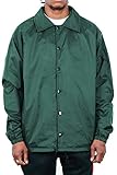 Shaka Wear Herren Coach Jacke - Classic Windbreaker Nylon Wasserbeständigkeit Relaxed Fit Snaps Blank Coat - Grün - 5X-Large