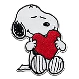 Mono Quick Peanuts Snoopy Herz - Aufnäher, Bügelbild, Aufbügler, Applikationen, Patches, Flicken, zum aufbügeln, Größe: 7,5 x 5,5 cm