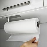 VonBueren Küchenrollenhalter ohne Bohren | Farbe: Silber | Rollenhalter Montage unter dem Schrank oder an der Wand | Halter für Küchenrolle
